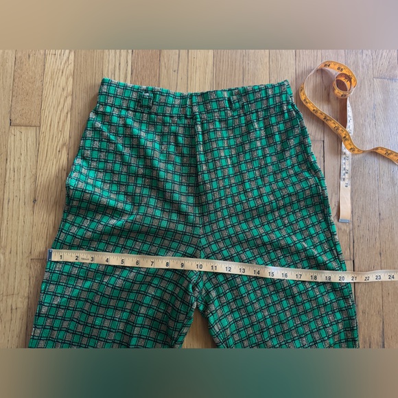 70s Vintage Green and Gold Metallic Flared Pants Sz Sm - Picture 6 of 7